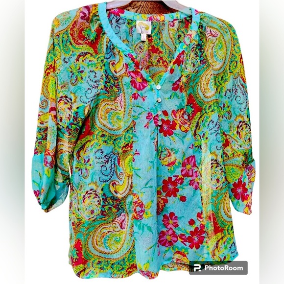 Fig and Flower Multicolor Paisley Blouse - Picture 8 of 8